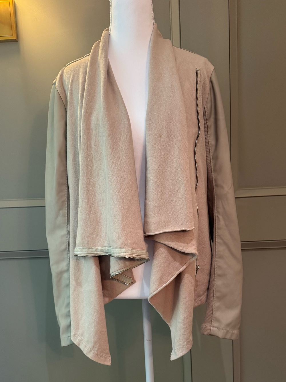 Blank NYC Neutral Beige Draped Open-Front Jacket size L